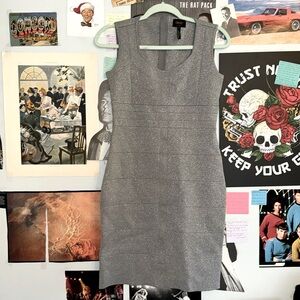 Silver Shimmer Bandage Halter Dress